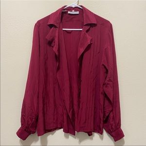 Vintage Burberry Burgundy Silk Blouse